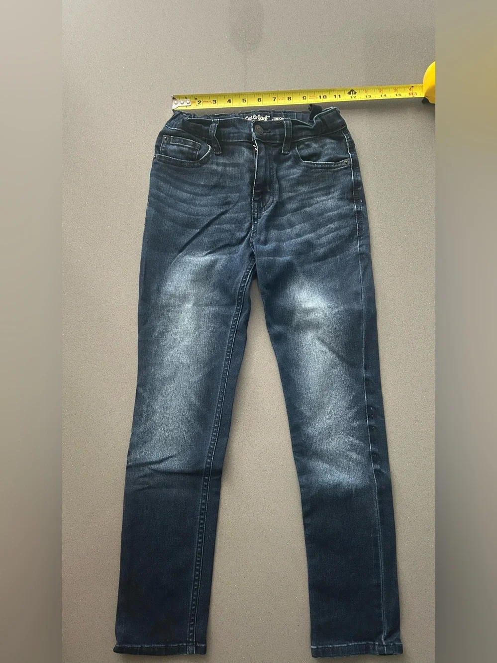 Cat & Jack Dark Blue Kids' Jeans - Faded Wash Size 12.